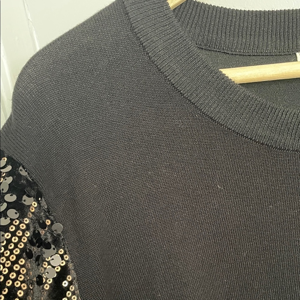 Black Sequin Sleeve Women's Sweater Top size 3X - Picture 6 of 10